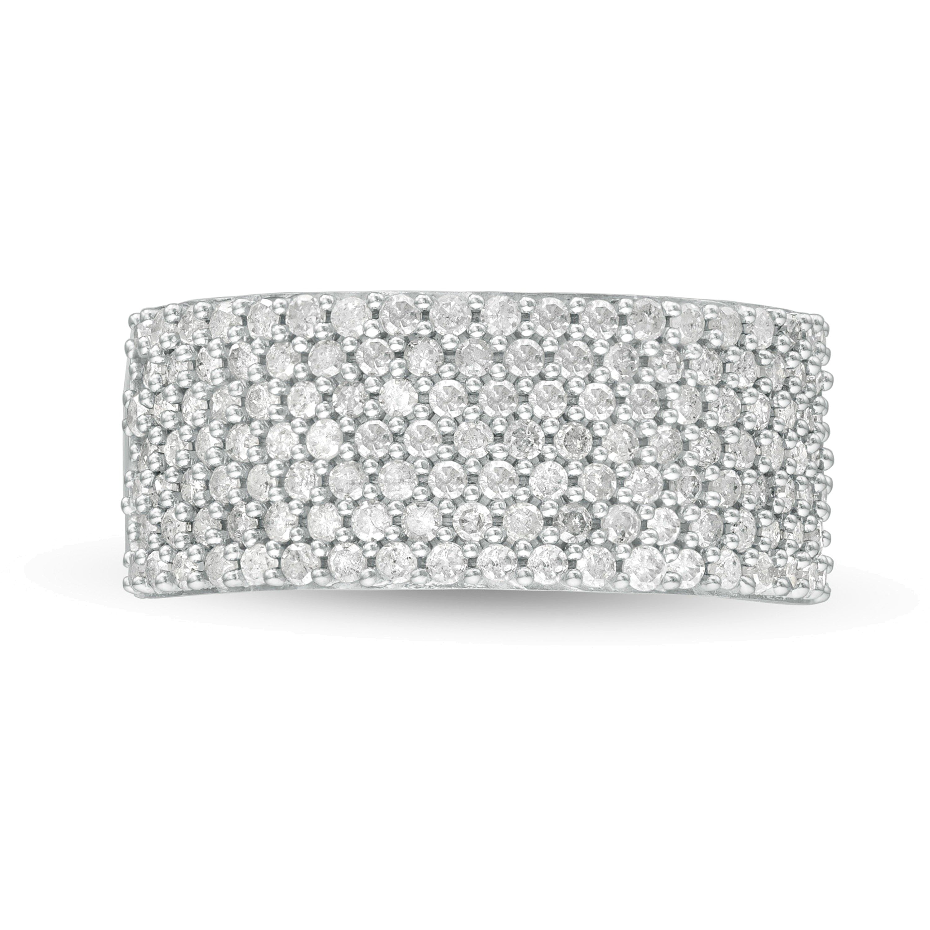 1.0 ct. Gesamtgewicht mehrreihiger Diamant-Ring in 10K Weißgold