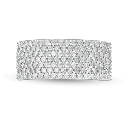1.0 ct. Gesamtgewicht mehrreihiger Diamant-Ring in 10K Weißgold