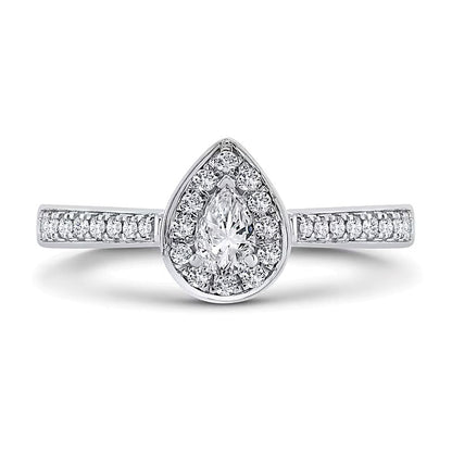0,25 ct. Gesamtgewicht Freundschaftsring mit tropfenförmigem Diamant und Tropfen-Rahmen in 10K Weißgold