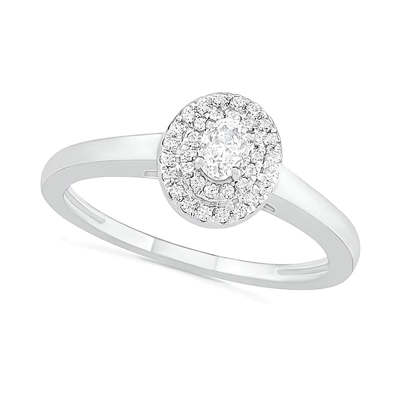 0.38 ct. Gesamtgewicht Braut-Set mit Diamanten im Oval- und Rundschliff in 10K Weißgold