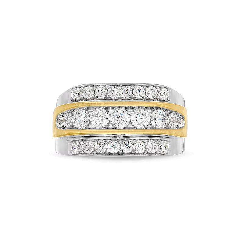 2.0 ct. Gesamtgewicht Labordiamant Ring dreireihig in 10K Bicolor-Gold (F/SI2)