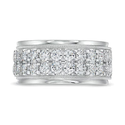 2.0 ct. Gesamtgewicht Memoire-Ring mit Diamanten, erhöhte Doppelreihe, in 10K Weißgold