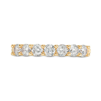 Memoire-Ring mit sieben Diamanten 0.75 ct. Gesamtgewicht in 10K Gelbgold