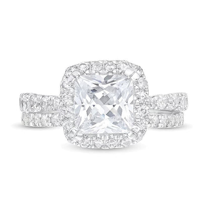 2.88 ct. Gesamtgewicht Braut-Set mit Labordiamanten im Princess-, Rund- und Kissenschliff in 14K Weißgold (I/SI2)
