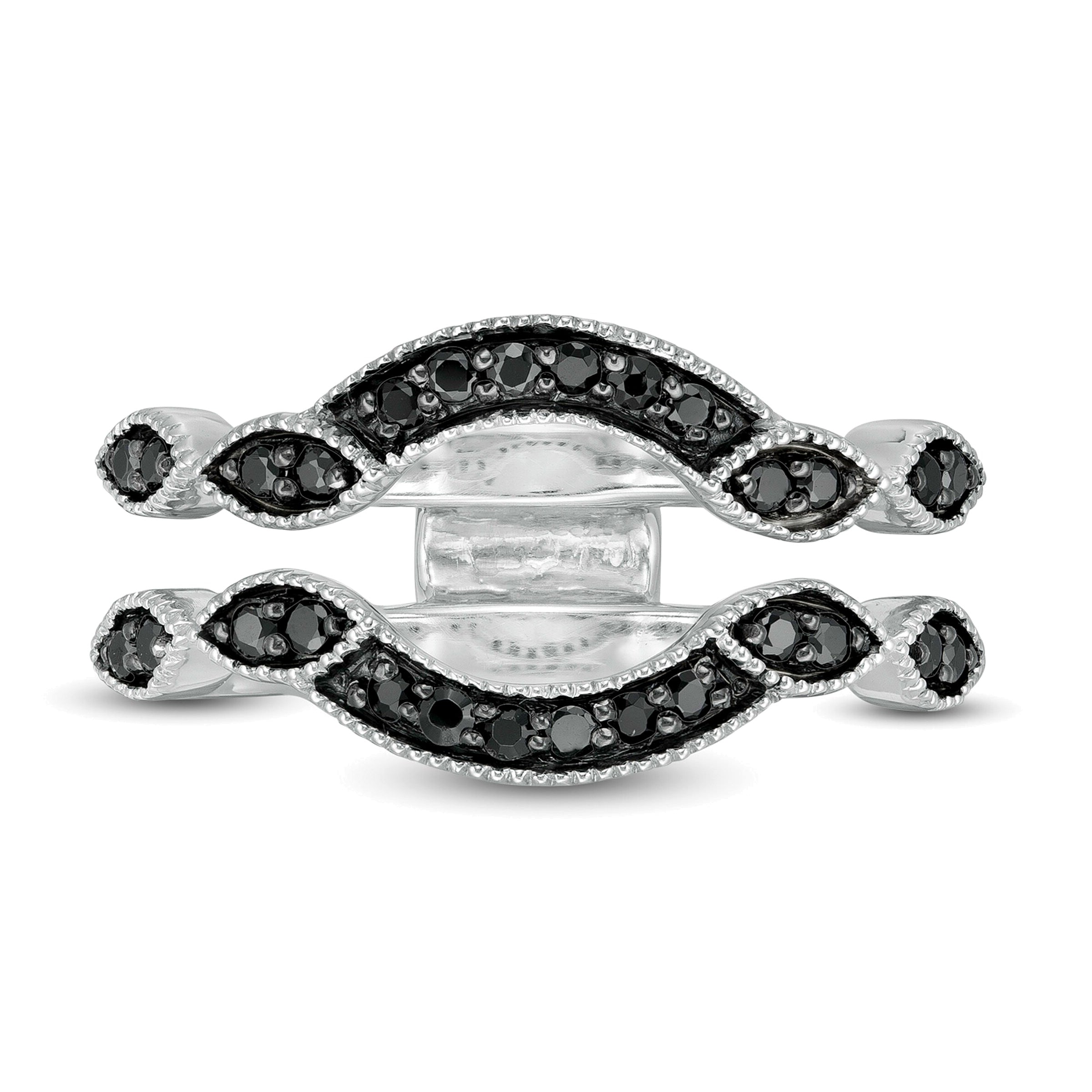 0.25 ct. Gesamtgewicht schwarzer Diamant Solitär Kontur-Enhancer Ring in 10K Weißgold