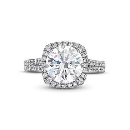3.5 CT. TW Labordiamant Verlobungsring mit Kissenschliff-Halo und doppelter Reihe in 14K Weißgold (F/SI2)