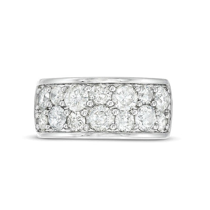 3.25 ct. Gesamtgewicht Diamant Memoire-Ring mit alternierender Doppelreihe in 10K Weißgold