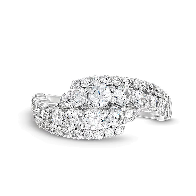 1.5 ct. Gesamtgewicht Labordiamant Bypass-Ring in 14K Weißgold (F/SI2)