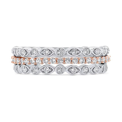0.5 ct. Gesamtgewicht Diamant Art-Déco Fashion-Ring mehrreihig gestapelt in 10K Two-Tone Gold