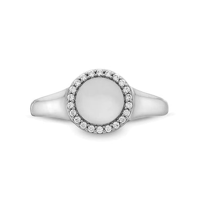 Signet-Ring mit Diamanten 0.1 ct. Gesamtgewicht in 10K Weißgold