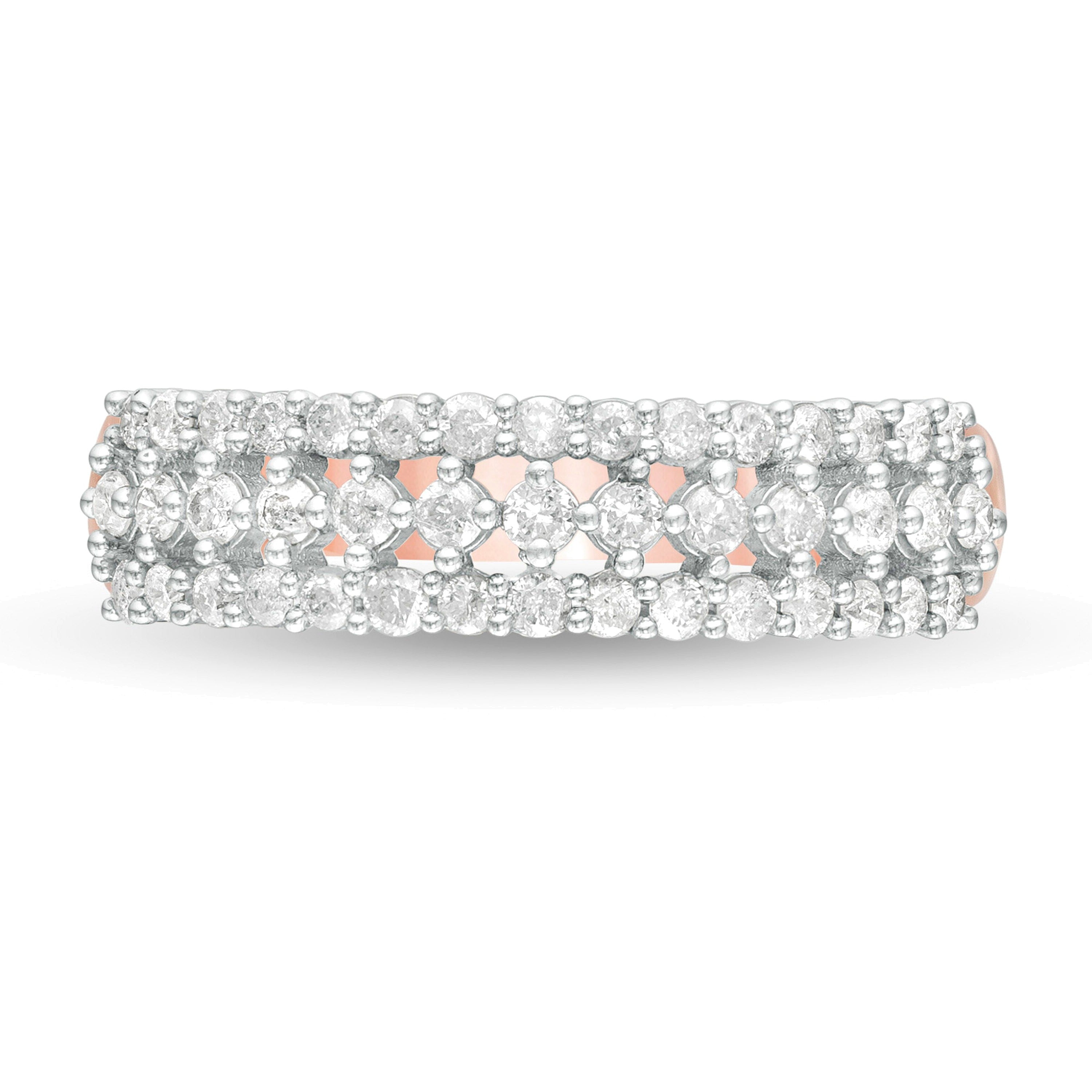 0,5 ct. Gesamtgewicht Diamant mehrreihiger Ring in 10K Roségold