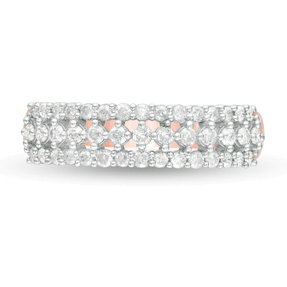 0,5 ct. Gesamtgewicht Diamant mehrreihiger Ring in 10K Roségold