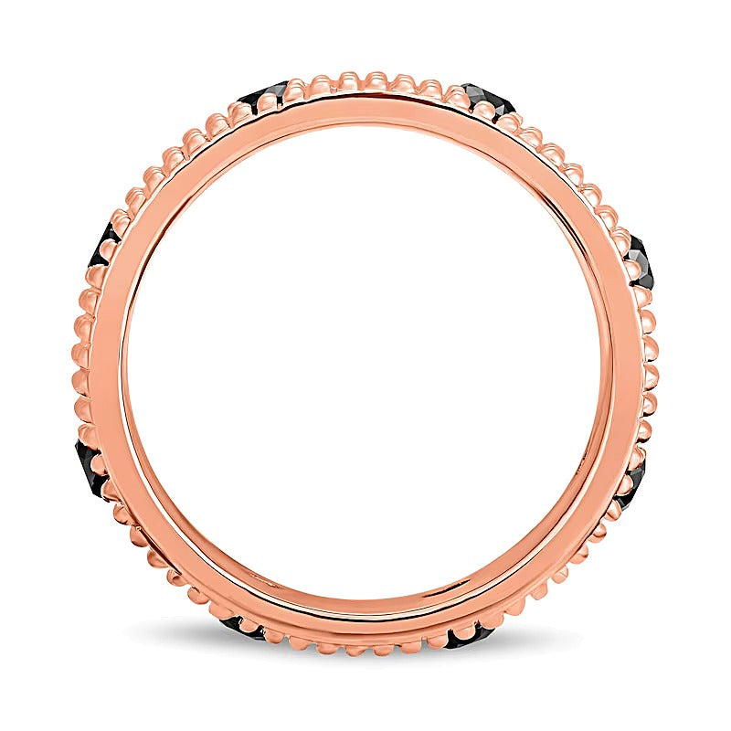 Mehrreihiger Fashion-Ring mit schwarzem Spinell in Kügelchen-Optik aus 14K Roségold