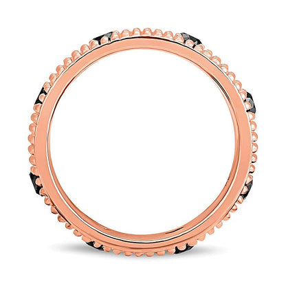 Mehrreihiger Fashion-Ring mit schwarzem Spinell in Kügelchen-Optik aus 14K Roségold
