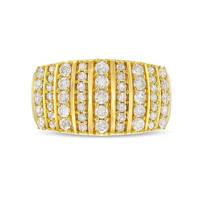 Ring mit Diamanten 1.0 ct. Gesamtgewicht mehrreihig in 10K Gelbgold