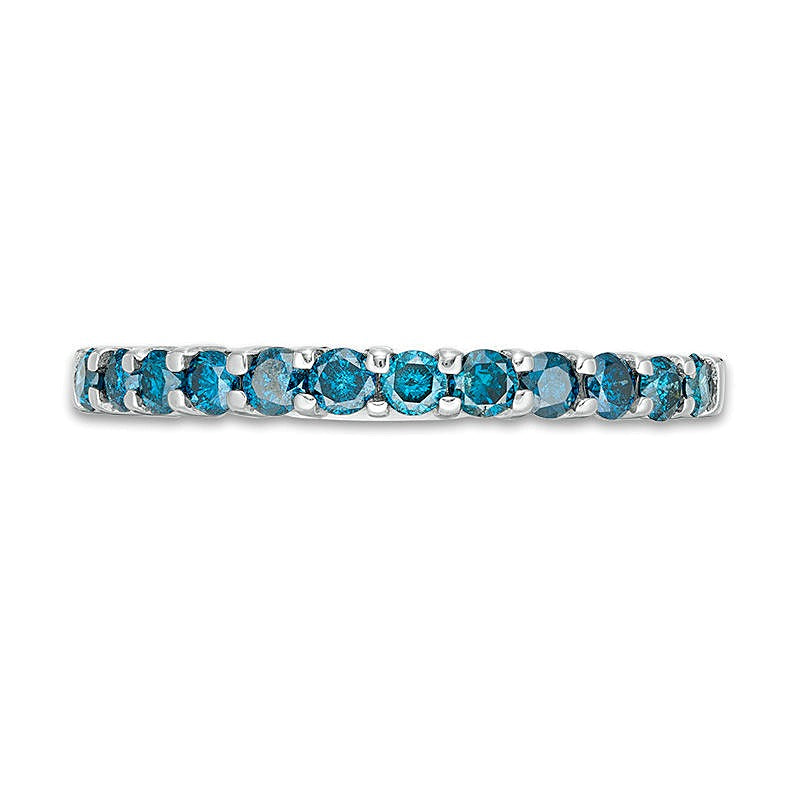 Memoire-Ring mit blauen Diamanten 0.5 ct. Gesamtgewicht rund in 14K Weißgold