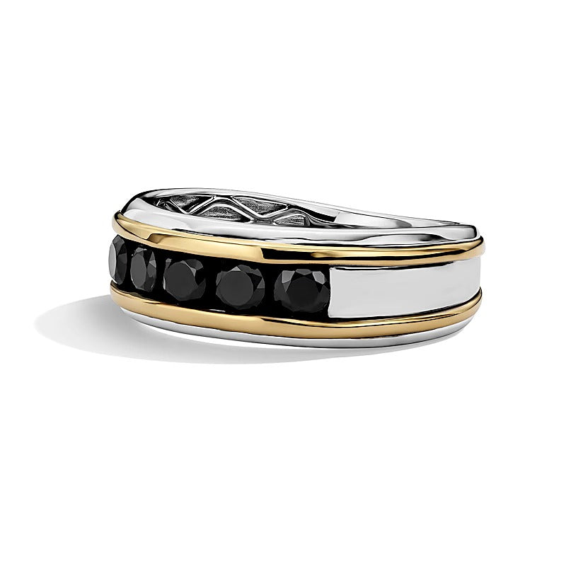 1.0 CT. TW Ring mit fünf schwarzen Diamanten in 10K Bicolor-Gold