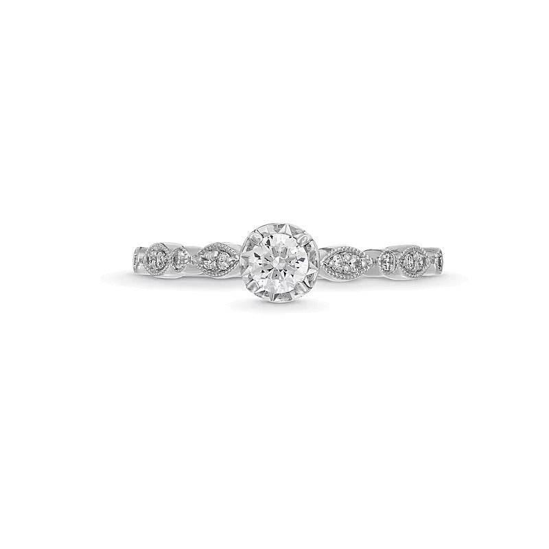 0,33 ct. Gesamtgewicht Diamant-Verlobungsring im Vintage-Stil in 14K Weißgold