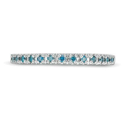 0,13 ct. Gesamtgewicht behandelter blauer Diamant Memoire-Ring in 14K Weißgold