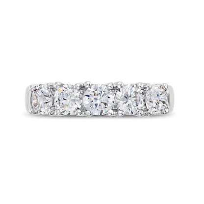 2.0 ct. Gesamtgewicht Fünfstein-Memoire-Ring mit Labordiamanten in 14K Weißgold (F/SI2)