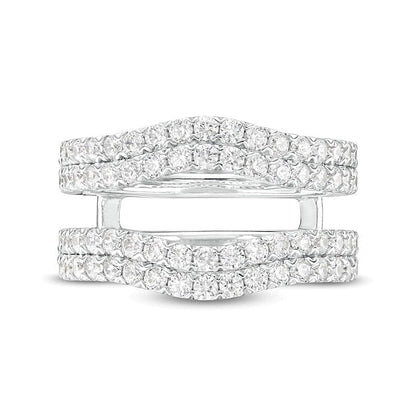 1.5 ct. Gesamtgewicht Labordiamant Solitär-Enhancer mit doppelter Reihe und Kontur in 14K Weißgold (F/VS2)