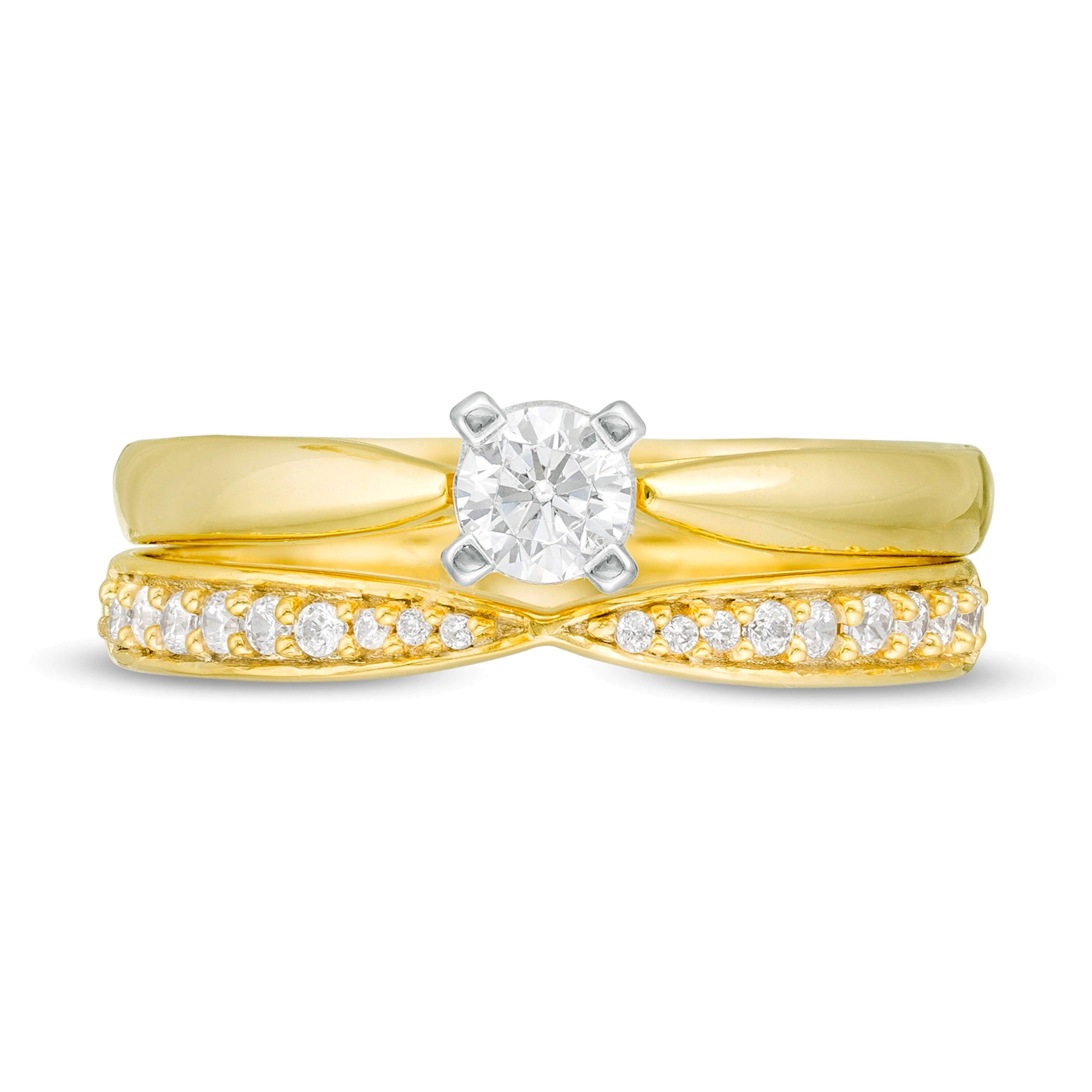 0,33 ct. Gesamtgewicht Diamant-Brautset in 10K Gelbgold