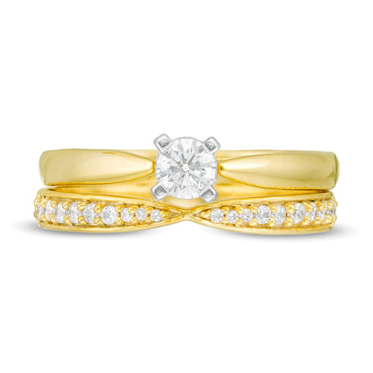 0,33 ct. Gesamtgewicht Diamant-Brautset in 10K Gelbgold