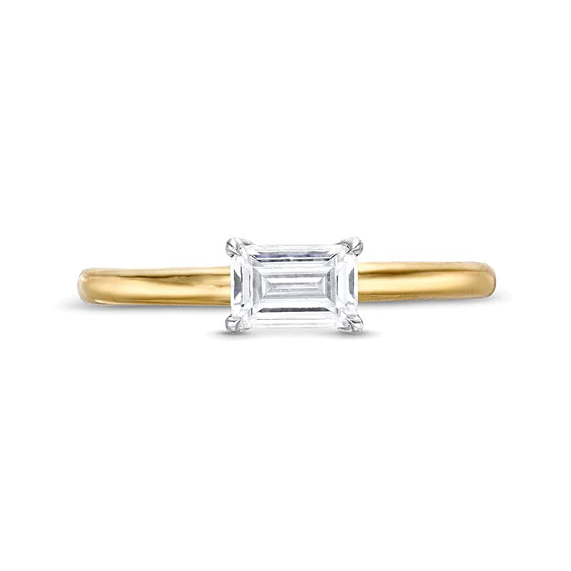 0.5 CT. Diamant-Solitär-Ring im Smaragdschliff quer gesetzt in 14K Gold Bicolor (I/I2)