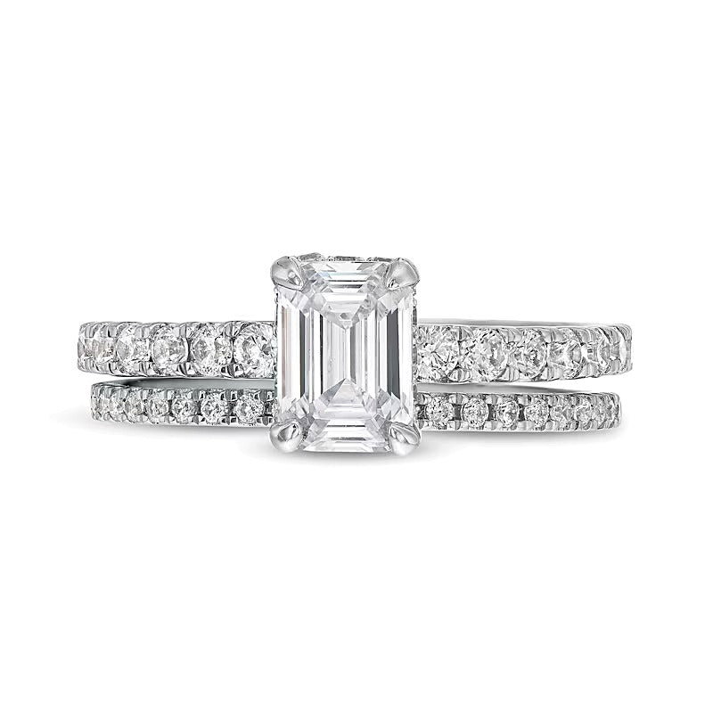 Braut-Set 1.75 CT. TW Labordiamant im Smaragdschliff in 14K Weißgold (F/SI2)