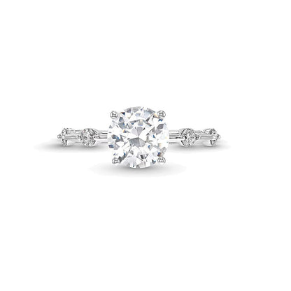 2,25 ct. Gesamtgewicht Labordiamant Solitär mit seitlichem Besatz Verlobungsring in 14K Weißgold (F/SI2)