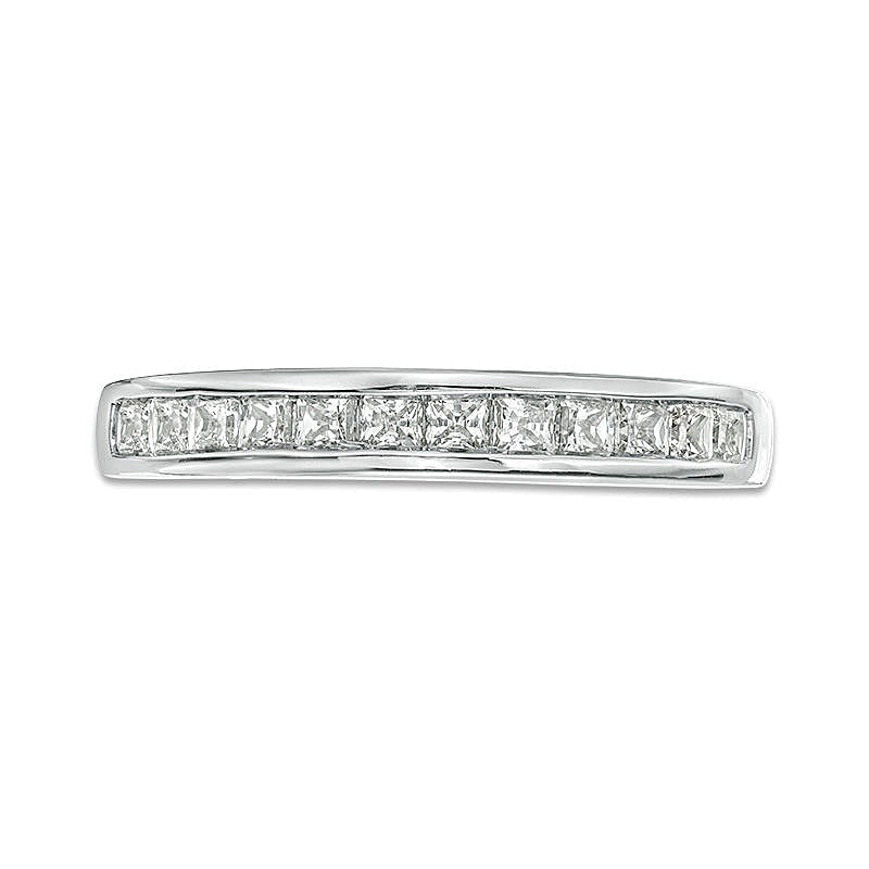 0.63 ct. Gesamtgewicht Ehering mit Diamanten im Princess-Schliff in 10K Weißgold