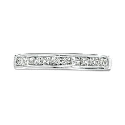 0.63 ct. Gesamtgewicht Ehering mit Diamanten im Princess-Schliff in 10K Weißgold