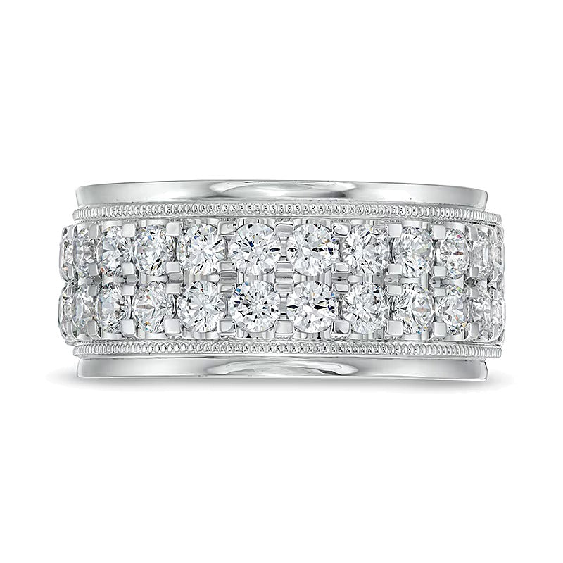 2.0 ct. Gesamtgewicht Diamant Memoire-Ring mit erhöhter Doppelreihe in 10K Weißgold