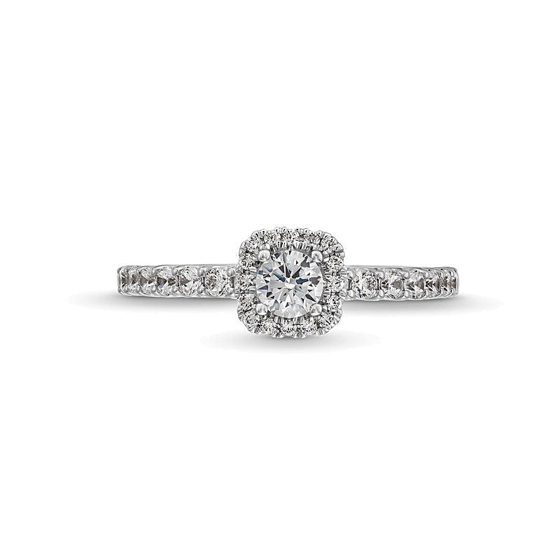 0,75 ct. Gesamtgewicht Diamant Halo-Verlobungsring in 14K Weißgold