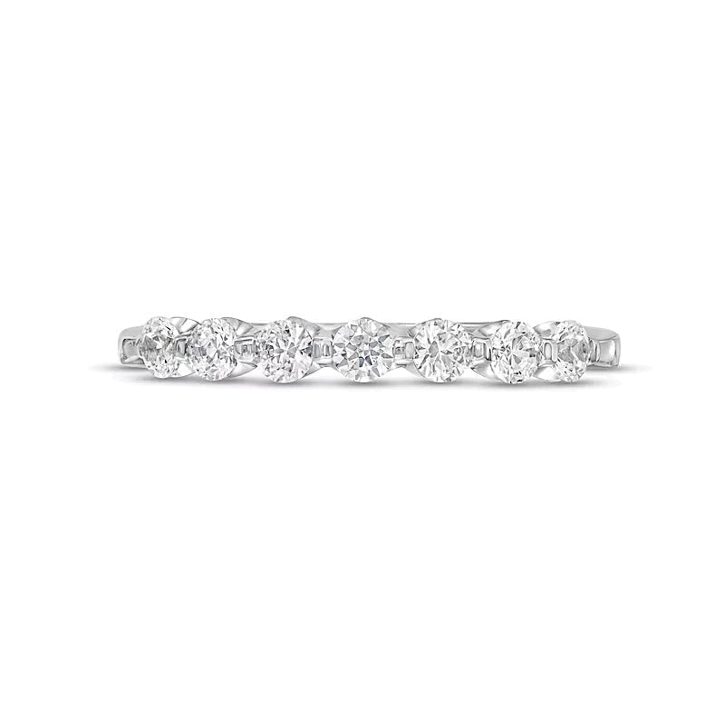 Memoire-Ring mit sieben Diamanten 0,5 ct. Gesamtgewicht in 14K Weißgold