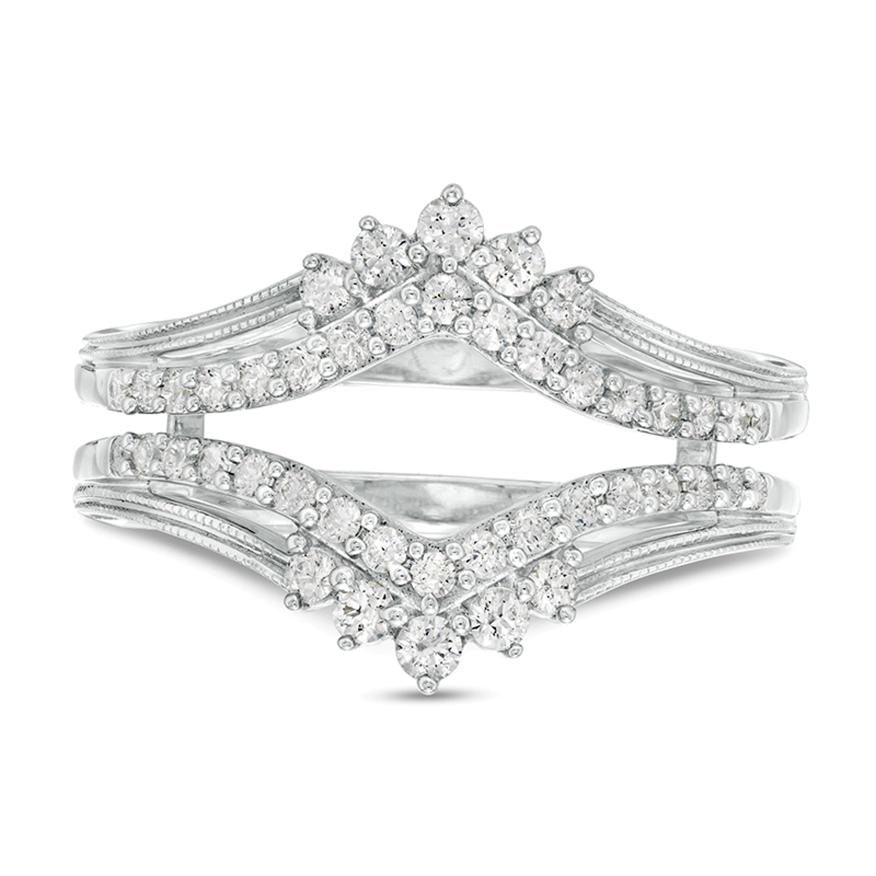0.5 ct. Gesamtgewicht Diamant Solitär-Enhancer im Vintage-Stil mit Krone in 10K Weißgold
