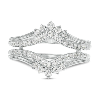 0.5 ct. Gesamtgewicht Diamant Solitär-Enhancer im Vintage-Stil mit Krone in 10K Weißgold