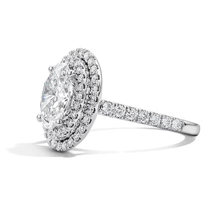 3.0 CT. TW Halo-Verlobungsring mit ovalem Labordiamant in 14K Weißgold (F/VS2)