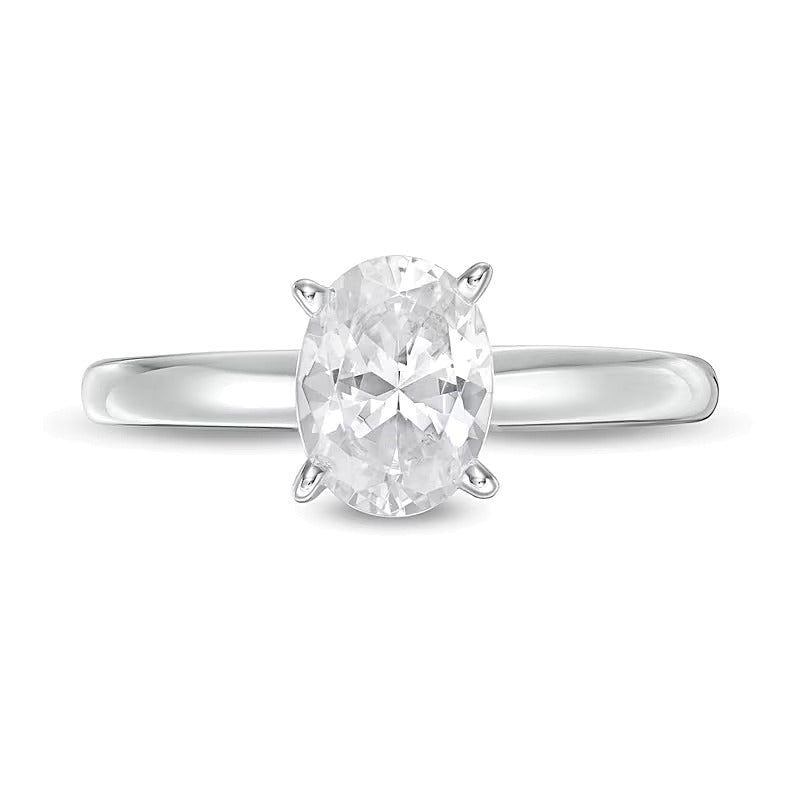 1.0 CT. TW Verlobungsring Solitär mit ovalem Diamant in 14K Weißgold (I/I2)