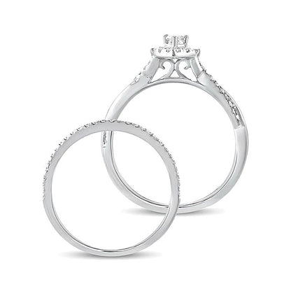 Braut-Set mit tropfenförmigen und runden Diamanten 0,5 ct. Gesamtgewicht in 10K Weißgold