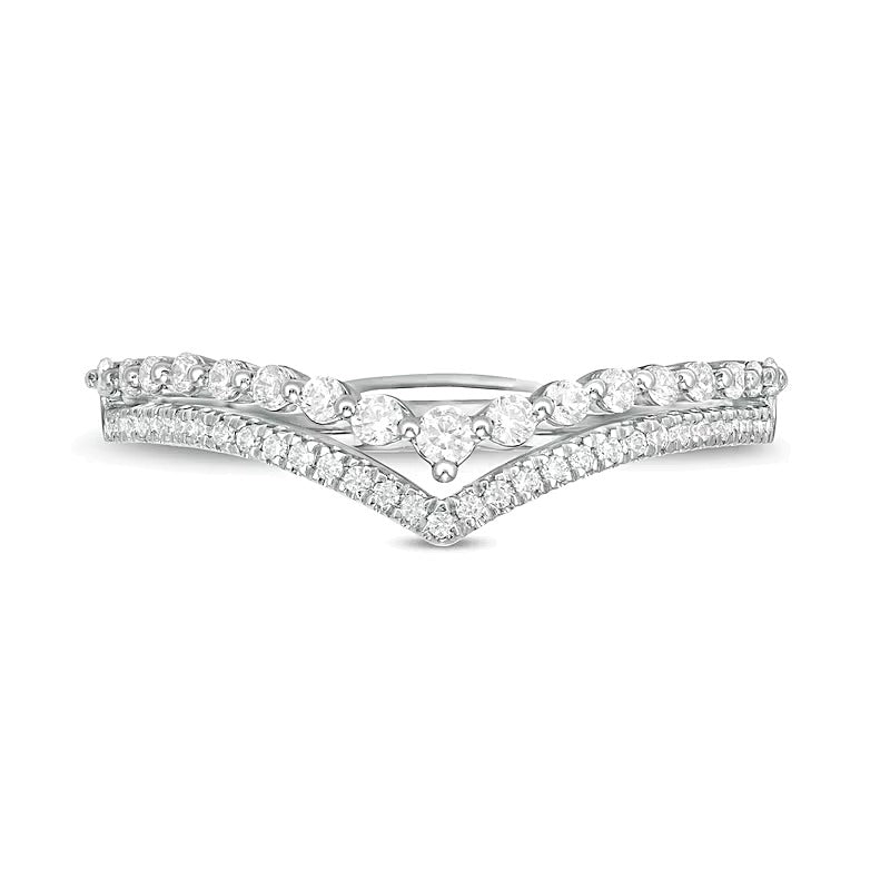 0.25 ct. Gesamtgewicht Diamant Double-Chevron Memoire-Ring in 10K Weißgold