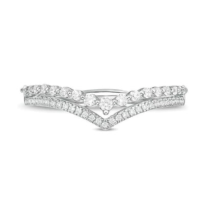 0.25 ct. Gesamtgewicht Diamant Double-Chevron Memoire-Ring in 10K Weißgold