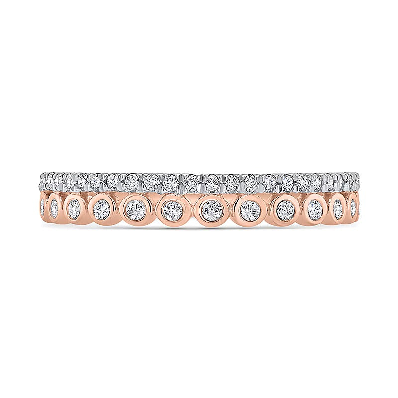 0,2 ct. Gesamtgewicht Diamant Fashion-Ring stapelbar mit Zargen- und Krappenfassung in 10K Roségold