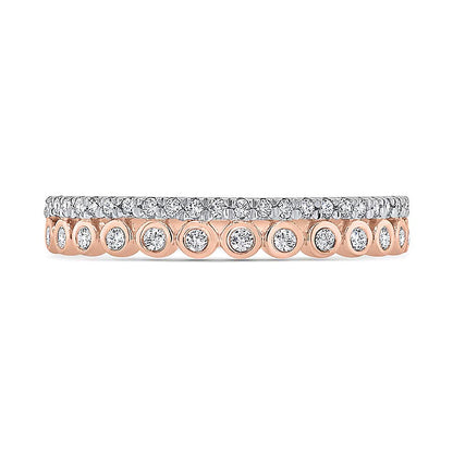 0,2 ct. Gesamtgewicht Diamant Fashion-Ring stapelbar mit Zargen- und Krappenfassung in 10K Roségold