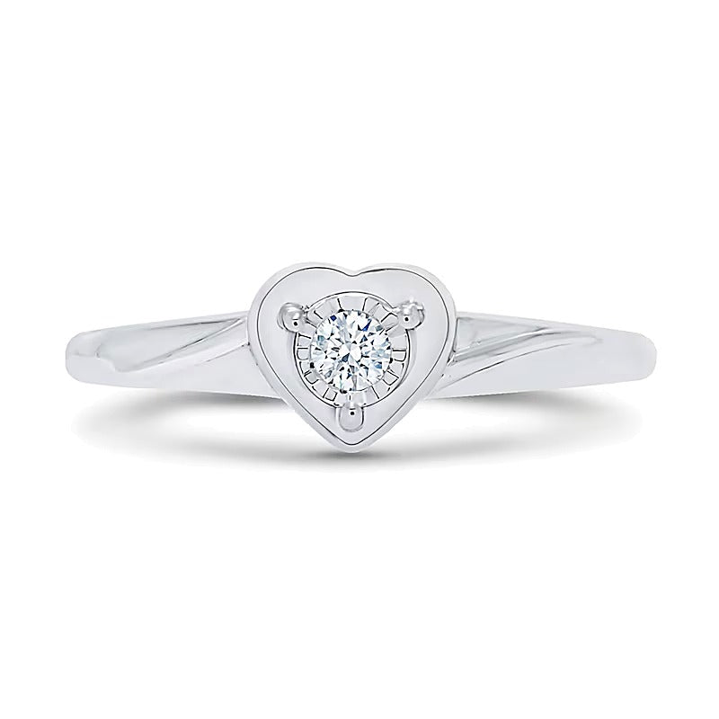 0.07 CT. Diamant-Solitär Herz-Ring in 10K Weißgold