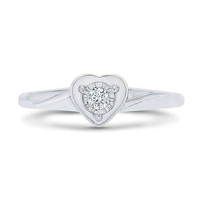 0.07 CT. Diamant-Solitär Herz-Ring in 10K Weißgold