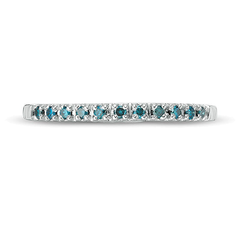 Memoire-Ring mit blauen Diamanten 0.1 ct. Gesamtgewicht in 14K Weißgold