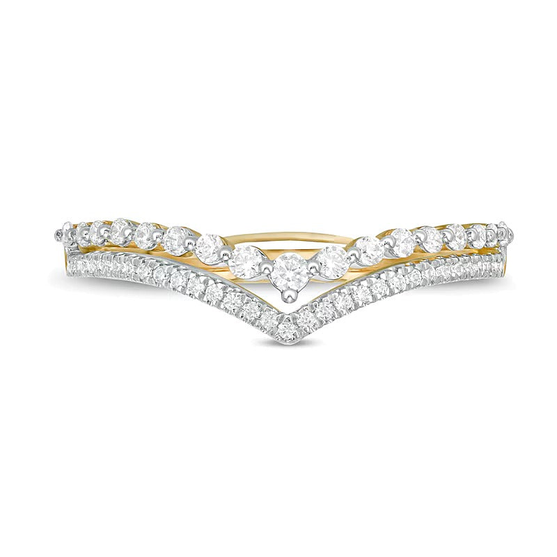 0.25 ct. Gesamtgewicht Diamant Memoire-Ring mit doppeltem Chevron in 10K Gelbgold