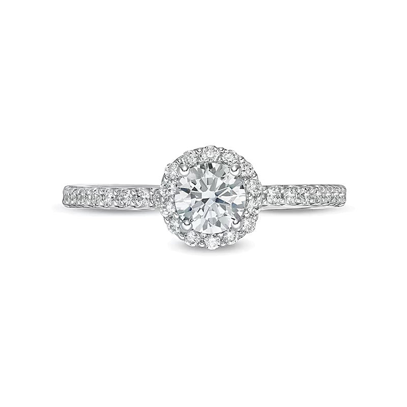 Halo-Verlobungsring mit Labordiamanten 0.75 ct. Gesamtgewicht in 14K Weißgold (F/VS2)