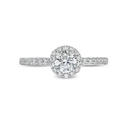 Halo-Verlobungsring mit Labordiamanten 0.75 ct. Gesamtgewicht in 14K Weißgold (F/VS2)
